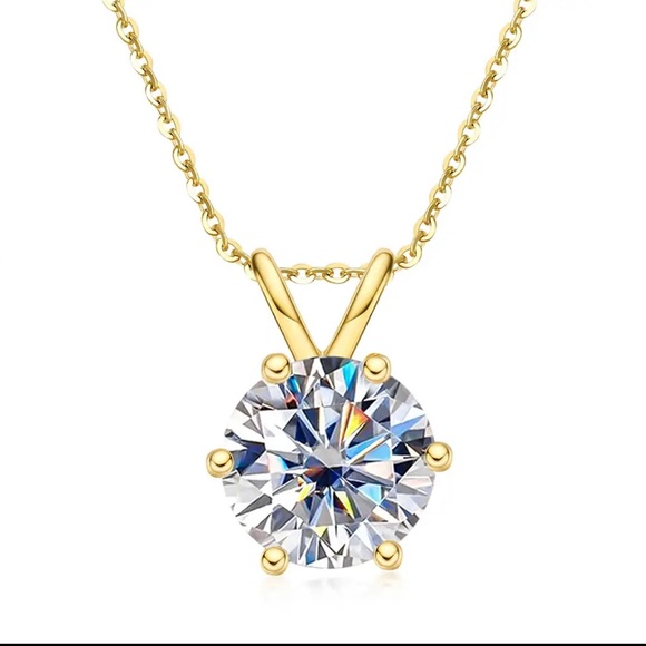 Certified 1 Ct  Moissanite Diamond Top Quality 18K Yellow Gold Pendant Necklace - Picture 13 of 14